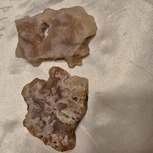 2 Lot Sale Raw Cut Polished Cherry Blossum Agate Stone Slabs